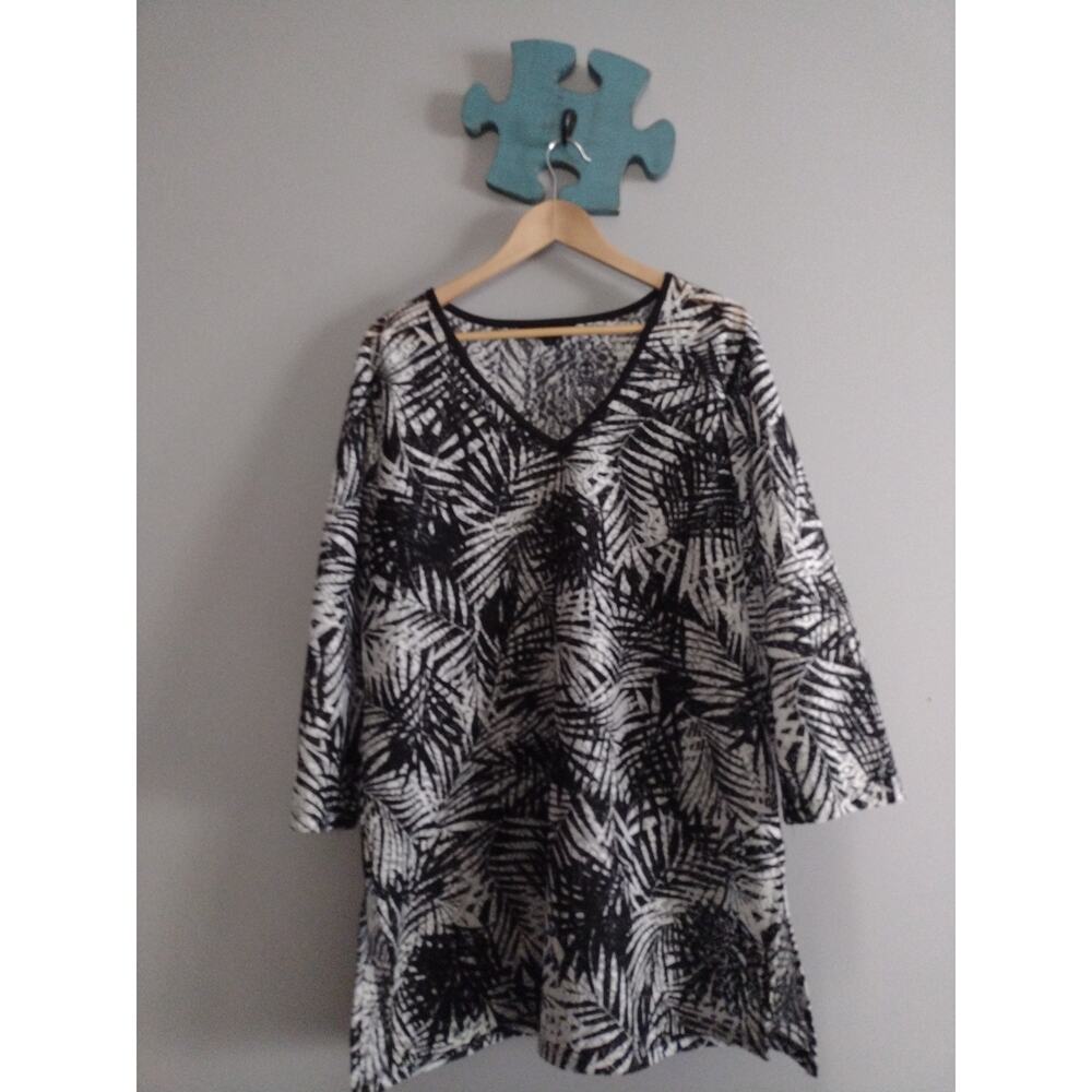 Mario Serrani Italy Tunic Top Coverup Large  Made in Italy Tropical Print